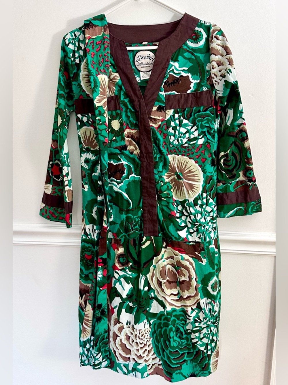 ALMATRICHI Madrid Spanish Boho Floral Mini Shift Dress Size 38 US 6